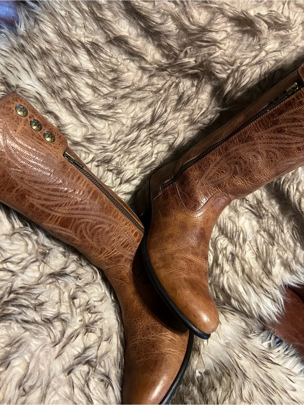 Ariat Women's Tan Brown Over-the-Knee Leather Boots with Side Zip Sz 8 B - Picture 14 of 16